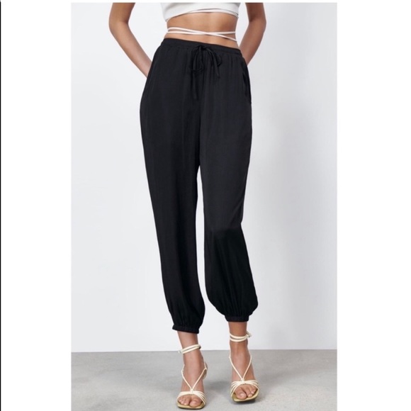2 x Lightweight Satin Jogger Pants, Zara & Solaris Style, XS/S - Picture 3 of 12